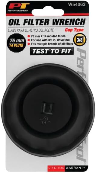 Miniatura 3 de Performance Tool W54063 Llave de filtro de aceite de construcción de acero de 14 flautas para herramienta de accionamiento de 38 pulgadas, se adapta