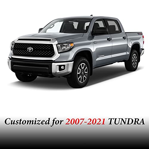 Image of Coverado Toyota Tundra Seat Covers, Leather Car Seat Covers Full Set Automotive Seat Covers Protector Compatible with 2007-2021 Toyota Tundra Crew /Crewmax /Extended /Double Cab(Red)