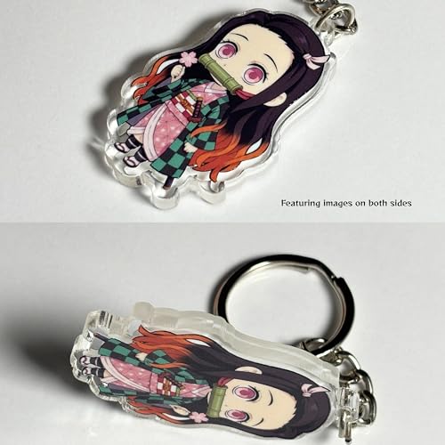 Image of Nezuko Kamado Chibi Acrylic Keychain | Compatible with Demon Slayer Anime | Cute Anime Charm for Keys, Bag, Backpack | Otaku Gift