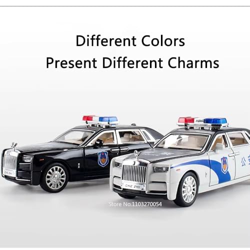 Image of Alokik Enterprise Compatible for 1:24 RR Phantom Police Toy Car Model, Diecast Collectible Pull Back Model Car with Sound and Light, Toy Gift Vehicles for Adults Kids Boys Girls【Black】
