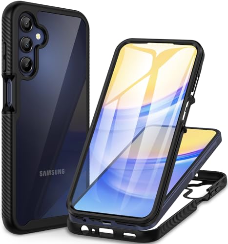 CENHUFO for Samsung A15 Case with Built-in Screen Protector 360 Full Body Protective Bumper Phone Case for Samsung Galaxy A15/Samsung A15 5G/Samsung A15 4G - Black