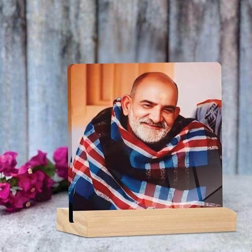 Image of Giftplease Neem Karoli Baba ji Tabletop Photo Frame with Wooden Stand | Desk for Home & Office Decor Spiritual Inspirational Gift Elegant Display Pictures GMP 103