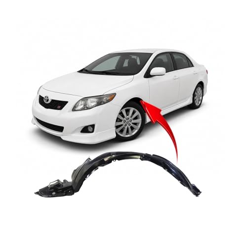 Image of FitParts Compatible with Toyota Corolla 2009-2010 Front Left Fender Liner | Driver Side, Sedan, Plastic, Ready to Install, OEM 5387602260, TO1248149