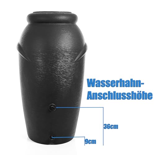 GARANTIA Regentonne, 210 Liter, Rund, Anthrazit, Komplett Mit Deckel Und Hahn 9913626