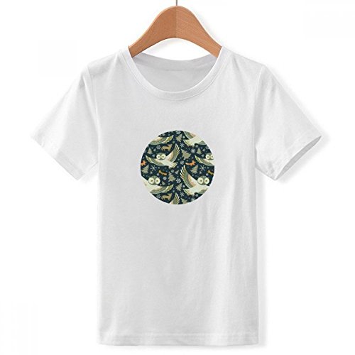 T-Shirt blanc garçon hiboux foncés DIYthinker XL