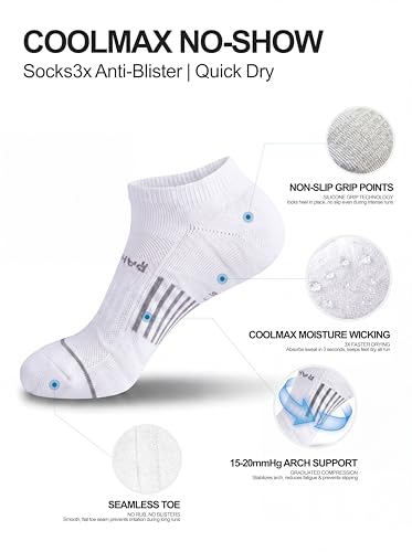 Image of Rahhint No Show Compression Running Socks Coolmax Anti Blister Full Sole Cushion Ankle Slip Resistant Heel Tab Workout Golf
