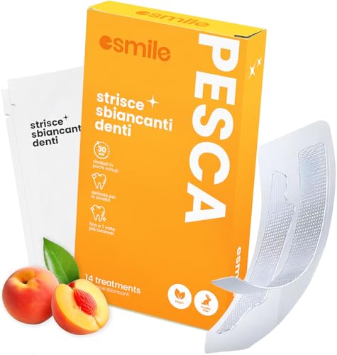 ESMILE – Tiras de Blanqueamiento Dental con Sabor a Melocotón – Teeth Whitening Strips Profesionales para Blanqueo Dental Pro en Casa – 14 Parches Blanqueadores Dientes Ultra Adherentes
