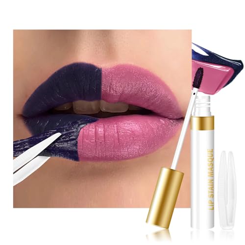 evpct Rose Peel Off Lip Stain Tints with Tweezer, Matte Lipstick Lip Stain Gloss Long Lasting Waterproof for Women, Non-stick Cup Lipstick Peel Off High Pigmented 24 Hrs Original Lips Stains, 02