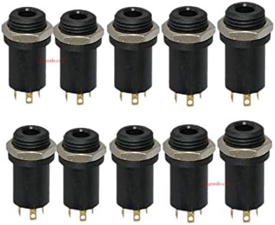 3.5MM Mini Stereo Panel Mount Jack Connector - 3.5MM Headphone Audio Video Female Vertical Jack Socket Plug with Nuts,Full Gold-Plated High Temperature 4 Channel, Pack of 10, Lsgoodcare