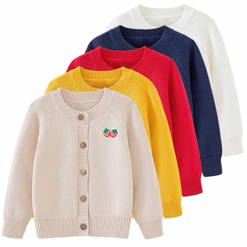 Kids Toddler Girls Open Front Cardigans Cotton School Uniforms Button Long Sleeve Knit Sweaters Fall Winter Clothes