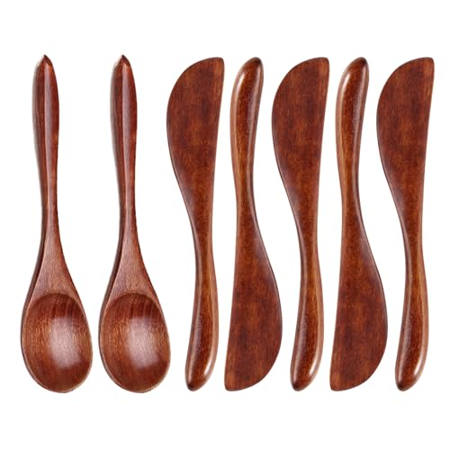 5 Cuchillos Para Mantequilla Y 2 Cucharas De Madera, Cubiertos Para El Hogar, Cubiertos De Madera Creativos, Cubiertos Duraderos, Esparcidor De Mantequilla