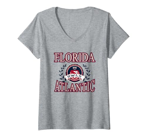 Womens Florida Atlantic Owls Laurels Officially Licensed V-Neck T-Shirt