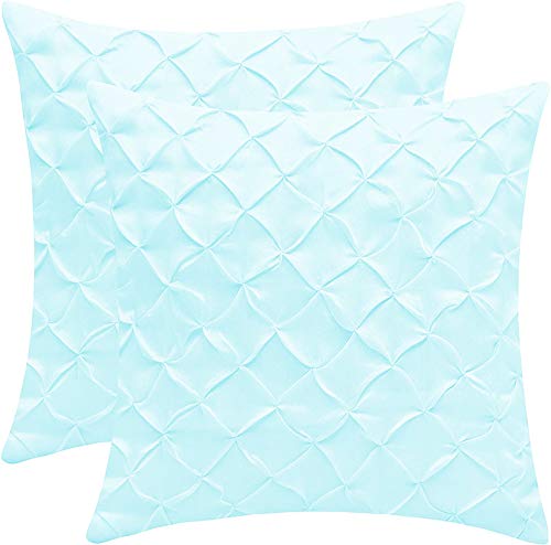 Image of YRM Bedding's Aqua Blue 600-TC Oraganic Cotton 5 Piece Pinch Pleated Decorative Cushion Covers (16 inchx16 inch)