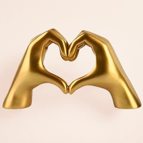 Estatua de Manos en Forma de Corazón Dorada para Decoración miniatura 7