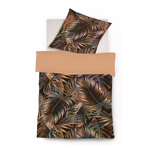 fleuresse Mako-Satin Bettwäsche Bed Art S Stevenage braun 1 Bettbezug 135 x 200 cm + 1 Kissenbezug 80 x 80 cm