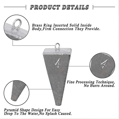 Pyramid Sinkers Fishing Weights Kit Bullet Fishing Weights Sinkers For Ocean Saltwater Surf Fishing Gear Tackle 1Oz 2Oz 3Oz 4Oz 5Oz 6Oz 8Oz #TOP3