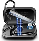 Bluetooth Headset, Wireless Bluetooth Earpiece with Charging Case, Single Ear Hands-Free Headset with Microphone & Mute Button for Cell Phones, Truck Drivers, Remote Work & Call Centers