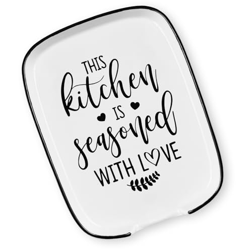 Kitchen Is Seasoned With Love Ceramic Spoon Rest for Stove