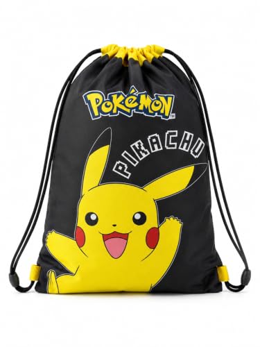 Pokémon Pikachu Bolsa de deporte para niños 42 x 32 cm | Bolsa de deporte con cordón | Bolsa para zapatos para niños y niñas | Bolsa de gimnasio para escuela y deporte | Diseño de Pikachu