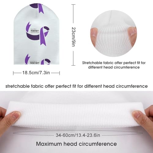 Prematurity Awareness Month Purple Ribbon Kids Beanie Hat for for Girls Boys Children Cap Winter Knitted Chemo Cancer Headwear Accessories Gifts Decoration2