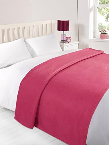 Dreamscene Warm Polar Fleece Throw Over Soft Sofa Bed Blanket Bedspread, Plain Grape - 120 x 150 cm
