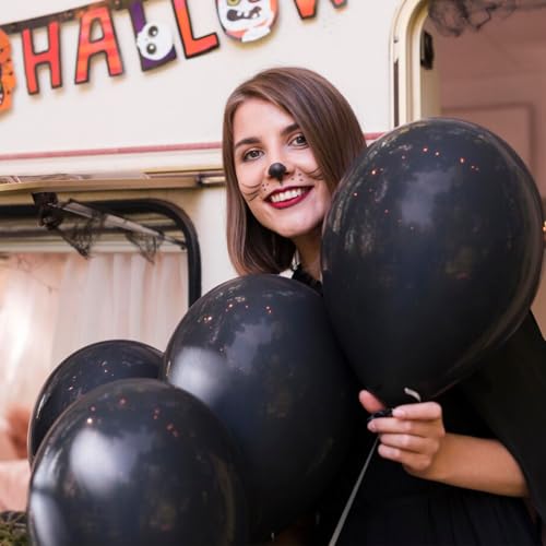 Image of Black Balloons Party Decorations 30 Pack 18 inch Round Halloween Latex Balloons for Black Themed Wedding Graduation Anniversary Birthday Party Backdrop Decorations
