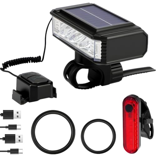Adiwo Luz Bicicleta Súper Luminoso, Luces Bicicleta Delantera y Trasera, Foco Kit De Light Linterna Eléctrica Potente Intermitente MTB, Recargable USB Impermeable