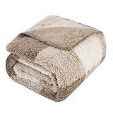 LURKA Checkered Sherpa Fleece Throw Blanket - Extra Thick and Warm Winter Soft Fuzzy Plush Blanket for Couches, Beds & Pets, Khaki, 50x60 Inches
