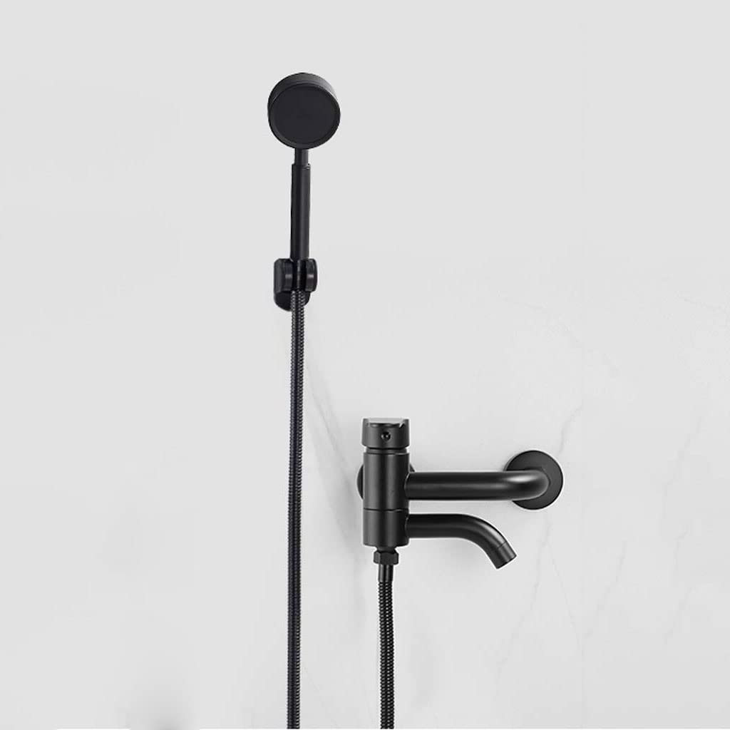 Ensemble de douche pressurisé noir avec mitigeur de baignoire en cuivre
