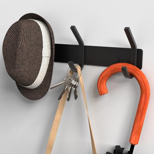 Image of VAEHOLD 2PACK Coat Hooks Wall Hook for Hanging Clothes Robes Towels Hats Heavy Duty Coat Hanger Coat Rack Wall Mount with 3 Hooks - Black