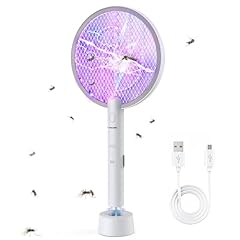 PALONE Racchetta Zanzare Elettrica 4000V - Insettivoltore Ricaricabile USB con 6 Luce LED, Doppia Funzione per Interni/Esterni, Tripla Sicurezza per Casa/Giardino - Bianco