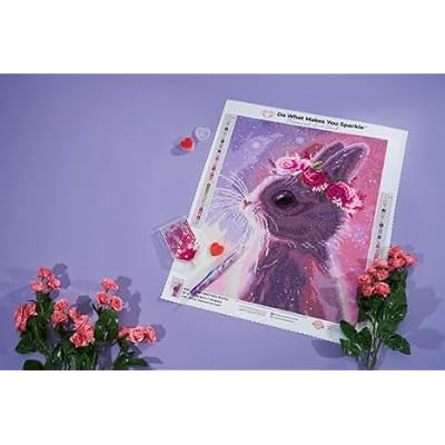 DIAMOND ART CLUB Fairy Bunny Diamond Painting Kit, Fun DIY Crafts for Adults, Round Diamond Art Canvas, 13 x 16 (32.8 cm x 40.6 cm)