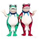 [Ｍｅａｘｏｕｌｙ] カエル きぐるみ【漫画人形 楽しいカエル コスチューム】 子供・大人・男女兼用動物着ぐるみ コスプレ衣装 記念品 写真撮影 ハロウィン パーティー フェスティバル に最適な仮装衣装 for コスプレ イベント 使いやすい デイリーユース プレゼント対応 (グリーン, 身長165-175CM)