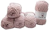 5 x 100 Gramm Babywolle Ilkadim 5 x 100 Gramm Chenille Fine Strickwolle, Babywolle, 500 Gramm Wolle Super Bulky (Blush 300-24)