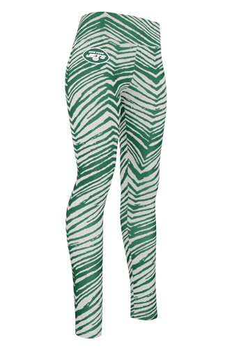 Zubaz NFL Women's Basic Zebra Print Legging, New York Jets, Large Team Color