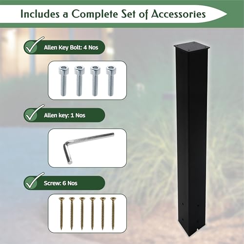 FEBTECH - 43 x 4 x 4 Inch Mailbox Post - Heavy Duty Carbon Steel Mailbox Post - Powder Coated Mail Box Post for Outside Modern Mailbox - Locking Mailboxes Residential Post Mount