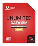 Vodafone Unlimited Data SIM - Preloaded for 3 Months - No Contract - Quick Activation Within 1 Working Day - Mobile Broadband for Routers, Tablets & Phones