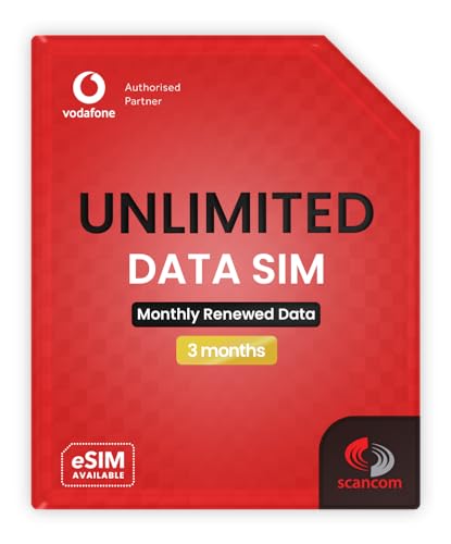 Vodafone Unlimited Data SIM – Uncapped 5G Speeds – Preloaded for 3 Months from Order – Plug & Play Data for Mobile Broadband, Routers & Phones