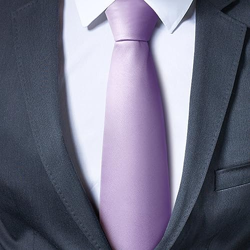 Image of Men's Classic Satin 3.15 inch Soild Color Necktie Wedding Business Tie & Gift Box