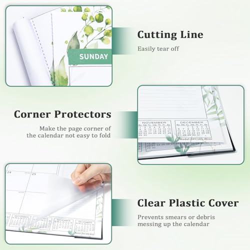 Image of Ospelelf Desk Calendar 2026-2027 Large 22 inchx17 inch Monthly Family Planner Pad with Protective Cover 18 Months Use July 2026 to December 2027 Floral Green