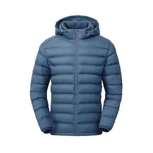 Gopune Men’s Lightweight Puffer Jacket Detachable Hooded Water Resistant Puffy Winter Down Jackets for Snow Ski Travel