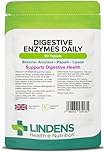 Lindens - Digestive Enzymes Daily Tablets - 90 Tablets - UK Made - Contains Betaine Hcl, Papain, Amylase & Lipase to Promote Better Digestion - Letterbox Friendly, Vegan