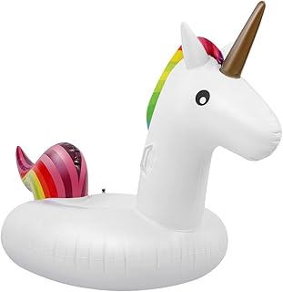 Tounature Giant Inflatable Unicorn Pool Floats with Handle Summer Pool Floaties Raft Unicorn Beach Floats Swimming Pool Party Toys Fun Ride-On Pool Toys Party Lounge for Beach Lake Pool, 39.4" x 78.7"