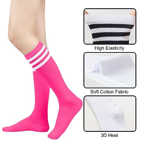 Image of DOOVID Casual Knee High Socks for Women Tube Socks Elasticity Athletic Socks Thin Stripe Knee High Stockings