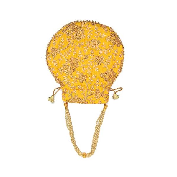 Swastik Uphaar Rajasthani Women's Embroidered Handbag Potli Wallet (YELLOW) - Image 4