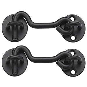 (2 Pack) Raswik 4″ Privacy Hook and Eye Gate Latch Easy Lock for Sliding Barn Door, Black