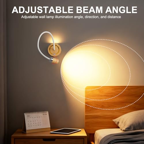 Aplique de Pared LED Madera Oscura Regulable Táctil Giratorio 360 Grados 5