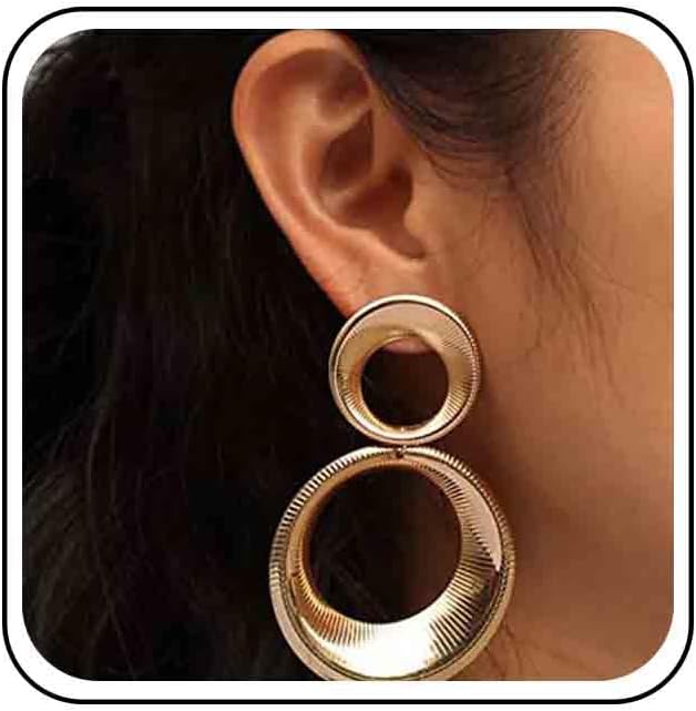 Vintage Large Circle Dangle Earrings Hollow Hoop Drop Earrings Gold Big Circle Earrings Exaggerated Hoop Earrings Jewelry for Women