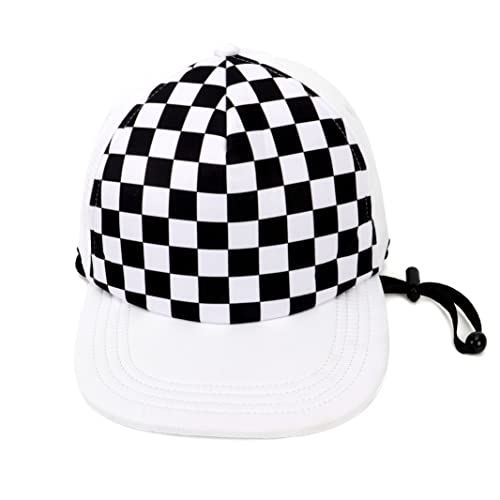 Bonvince Toddler Trucker Hat Adjustable Baby Sun Hat Toddler Flat Brim Cap Quick Drying Boys Girls Summer Baseball Hats White Check 6-36M #TOP1