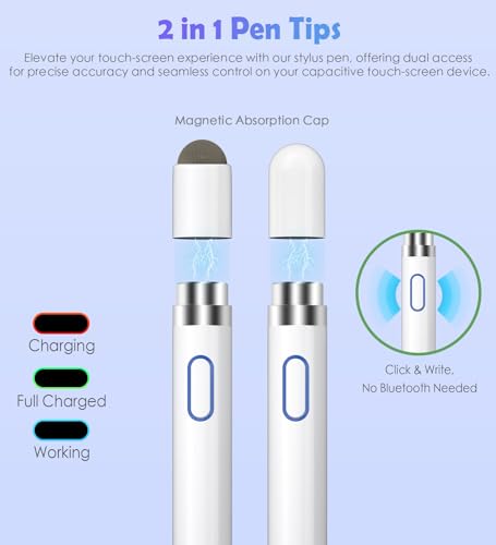 Image of Active Stylus Pen for Touch Screens,Dual Pen Tips for Drawing Writing,High Precise Universal Digital Pencil for A-pple i-Phone 17 /16 /15 /14 /13 /12 /11 /X, i-Pad Air /Pro /Mini,Tablet /Phone /Sam-Sung /K-indle